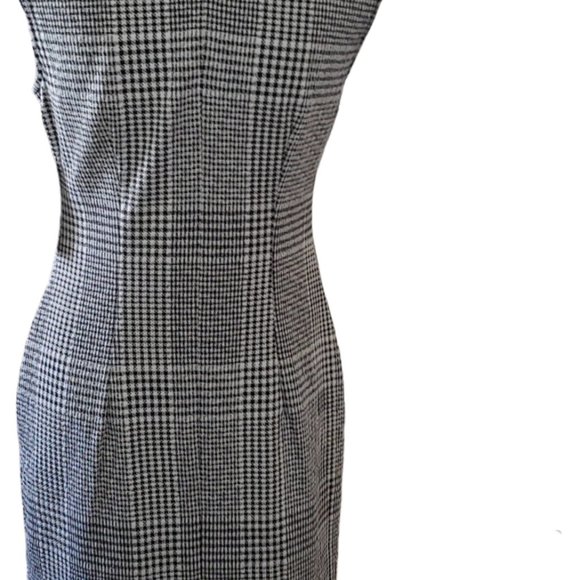 Sharagano Houndstooth Tweed Classic Shift Dress Sleeveless - Picture 5 of 9